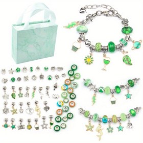 Resim Noel Büyüsü Kolye Yapım Seti - Elegant Parti El Sanatları Seti Yeşil Temalı Boncuklar, Çinko Alaşım Sihirli Nesneler ve Yılan Zinciri ile - Tüm Mevsimler İçin Festive Hediye Günlük ve Kutlama Fırsatları İçin 