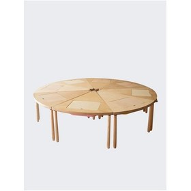 Resim Woodnjoy 8 Parçalı Üçgen Etkinlik Masası 16 Kişilik Kahverengi 