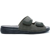 Resim Sıb4412 Natura Erkek Çift Bantlı Anatomik Deri Terlik 40-45 Haki/khaki - Haki Haki 