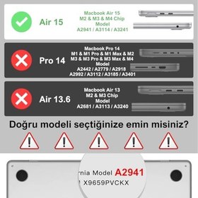 Resim Klasse MacBook Air 15.3 inç 2023-2024 M2-M3-M4 Çip ile Uyumlu Şeffaf Dayanıklı Koruyucu Kılıf, Ultra İnce Kabuk Koruma Sert Kapak Air 15 inç A2941 A3114 A3241 (Şeffaf) 