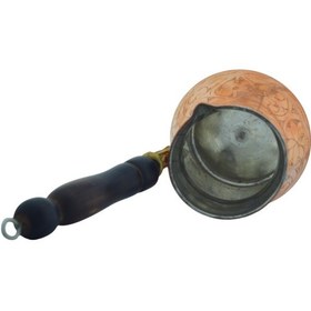 Resim Ludıa İşlemeli Ahşap Saplı El Yapımı Eskitme Bakır Cezve M3 