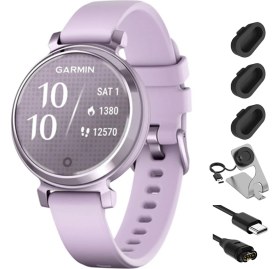 Resim Garmin Lily 2 Akıllı Saat Metallic Lilac With Lilac Silikon Band Sche With Şarj Dock For Venu 3 + Silikon Toz Kapak (3-Pack) + USB Type C Şarj ve Sen Kablo 