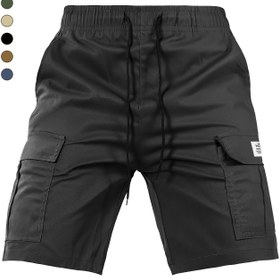 Resim Günlük Konforlu Kargo Şortlar - Erkek Yazlık Kargo Şortu 1 Adet - Dayanıklı Polyester, Elastik Bel Bağcığı, Geniş Cepler, Güçlendirilmiş Dikişli Diz Boyu 