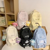Resim Sanrio My Melody, Pom Pom Purin, Cinnamoroll & Kuromi Sırt Çantaları - Eşleşen Peluş Kolyeler ile Hafif Büyük Kapasiteli Seyahat Sırt Çantası, Okul için Sevimli Karakter Tasarımı, Günlük Kullanım, Yaratıcı Doğum Günü Hediyesi (Karışık Renkler), Seyahat için Sırt Çantası, Sağlam Yapı, Fonksiyonel Tasarım 