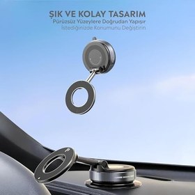Resim Babilden Araç içi ve Masaüstü 360 Derece Dönebilen Vakum Özellikli Magnetik Telefon Tutucu (B KALİTE) 