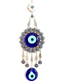 Resim Yuvarlak Nikel Kaplamalı Zamak Döküm Nazar Boncuğu Duvar Süsü 