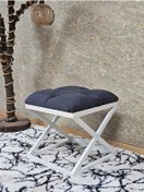 Resim Beyaz Boyalı 45 Cm X 45 Cm Çaprazlı Puf Bench Oturak Füme Renk 45 Çok Renkli 