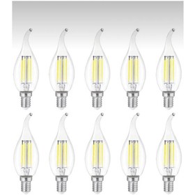 Resim Edison 10 Adet Dekoratif Kıvrık Buji Beyaz Işık E14 Duy 