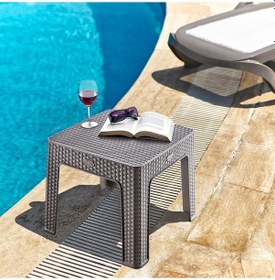 Resim Holiday Rattan Şezlong Sehpası 2'li Gri 