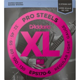 Resim D'Addario EPS170-6 XL ProSteels 6 Telli Bas Gitar Teli - Regular Light (32-130) 