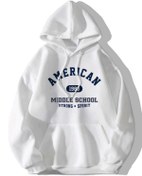 Resim FAVORİST American 1983 Baskılı Oversize Kapşonlu Spor Sweatshirt 