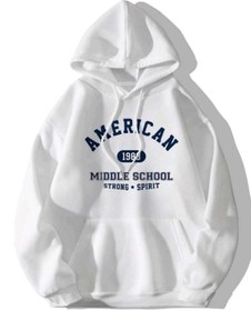 Resim FAVORİST American 1983 Baskılı Oversize Kapşonlu Spor Sweatshirt 