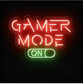 Resim Gamer Mode On Yazılı Ve Şekilli Neon Tabela Kırmızı 