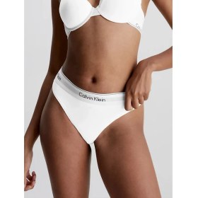 Resim Calvin Klein Kadın Tanga Külot Pamuklu Rahat Tasarım Beyaz Renk XL Boy 
