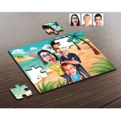 Resim Bk Gift Kişiye Özel Aile Karikatürlü Ahşap Puzzle-1 