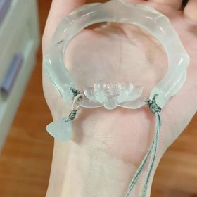 Resim Kadınlar için şık Çin tarzı beyaz ay ışığı bileziği - Vintage ilhamlı reçine bilezik, hafif ve lüks, günlük giyim veya özel günler için mükemmel, günlük giyim bileziği | Çiçek bileziği | Reçine bileziği 