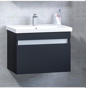 Resim Turkuaz Frame Etajerli Lavabo 65X45Cm Ve More 65 Banyo Dolabı Siyah 