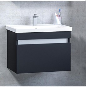 Resim Turkuaz Frame Etajerli Lavabo 65X45Cm Ve More 65 Banyo Dolabı Siyah 