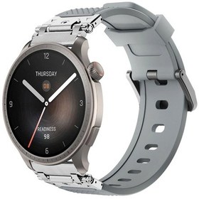 Resim Metal Silikon Akıllı Saat Kayışı - Gümüş Gri Um16772-4 Yurt Dışından 
