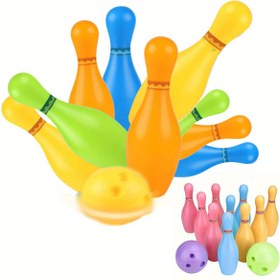 Resim 12 Parça/Mini Plastik Bowling Seti 10 Pin 2 Top Başlangıç Dostu Kapalı İç Çıkma Spor Oyun Eğlenceli Parti Aktivitesi, Şimdiye Kadark En Ýakýn Doǵa Birligi, ZSY'den Harika Dogum Günü Hediyesí aile ve Arkadaşlar için. Mini bowing oynama seti. Kompakt tasarım. Ýaşayan ekipler ücín gowly we howpsuz plastyk materialdan ysaldylan 