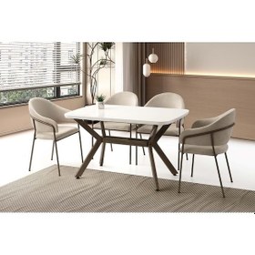 Resim Mobilgen Beyaz 4 Adet Evrim Sandalye 130+30 Anka HG Açılabilir Masa Takımı 