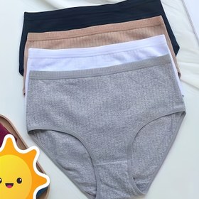 Resim 4 adet Kadın Yüksek Bel İç Çamaşırı - Nefes Alabilen Kaburga Tasarımı, Karın Kontrolü, Düz Renkler (Beyaz, Bej, Hafif Gri, Koyu Gri), Rahat Uygunluk, Günlük Giyim İçin Yüksek Bel İç Çamaşırı, Karın Kontrolü İç Çamaşırı, Minimalist İç Çamaşırı, Yumuşak Dokulu İç Çamaşırı 