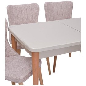 Resim Tuna Kum Beji Lak Panel Mdf Mutfak Masa Takımı 80x130 Bej 