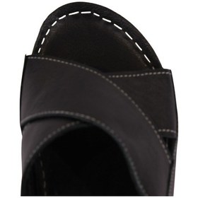 Resim Hakiki Deri Çapraz Bantlı Arkadan Ayarlı Rahat Taban Dolgu Topuk Kadın Sandalet Napa-311 Siyah 