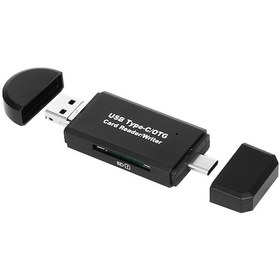 Resim Springsun Usb-c/otg Çok Fonksiyonlu Kart Okuyucu, Tf/sd Kart Slotlu, Usb/micro Usb Desteği, Windows/mac Uyumlu Siyah Abs 