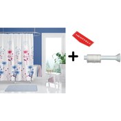 Resim Zethome Banyo Perdesi Seti 120x200 Duş Perdesi , 90x130 Banyo Perde Borusu Beyaz Askı Aparatı Hediyeli 8747 