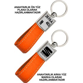 Resim Promosyon Denizi Ön Yüz Seat Logolu Arka Yüz Plakanıza Özel Turuncu Anahtarlık 