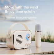 Resim Besthome1 Retro Mini Bluetooth Hoparlör - Mikrofonlu Kareoke, 5.0 Bluetooth, 6 Saat Pil, Güçlü Bass 