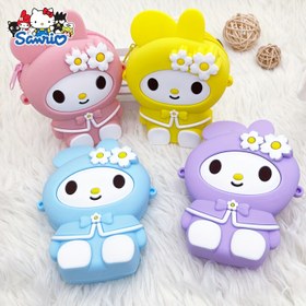 Resim Sanrio My Melody Silikon Çapraz Çanta - Sevimli Tavşan Desenli ve Çiçek Detaylı, Pastel Renkler (Pembe, Sarı, Açık Mavi, Mor), Ayarlanabilir Askılı, Kadınlar için Kawaii Moda Aksesuar 