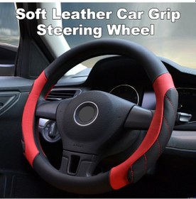 Resim Youmex Lüks Pvc Deri Direksiyon Kılıfı - Kaymaz Tutuş, Evrensel Uyum, Sıcak Ve Soğuk Koruma Siyah-kırmızı Siyah&kırmızı 