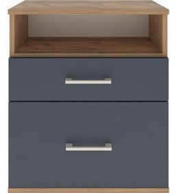 Resim Arges Komodin Tek Raflı 2 Çekmeceli 60x30x80 Çam-antrasit Atlas Çam 