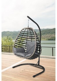Resim Tu Tienda Rattan Tek Kişilik Bahçe Balkon Ev Salıncağı,antrasit Gri 
