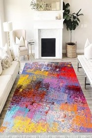 Resim Pastel Westa Kaymaz Tabanlı Yıkanabilir Antibakteriyel Dijital Baskı Pastel Halı Kilim, PS-6024A-WST-100X400 