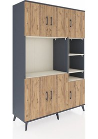 Resim Hyperion Dolap 10 Raflı 6 Kapaklı 132x44x195 Antrasit-çam/aytaşı Antrasit 