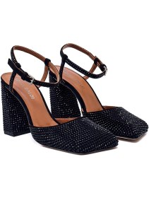 Resim Ronato Siyah Süet Kadın Kalın Topuk 