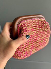 Resim UNICORN Burslu Çanta, Burslu Hasır Çanta, Hasır Clutch, Burslu Clutch 