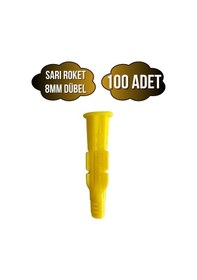 Resim Roket Sarı 8mm Dübel Beton Tuğla Briket Dubeli 8mm Sarı Roket 100 Adet 