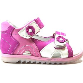 Resim Bayrak 2010 Hakiki Deri Pembe Ortopedik Kız Bebek Sandalet Pembe 