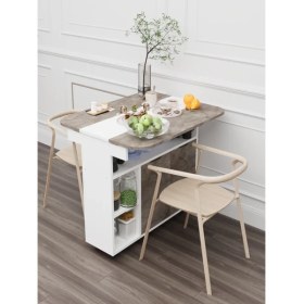 Resim Moka Park AVM Kelebek Çok Amaçlı Mutfak Masası Yemek Masası Oval Katlanabilir Tekerlekli Dolaplı Kapaklı 