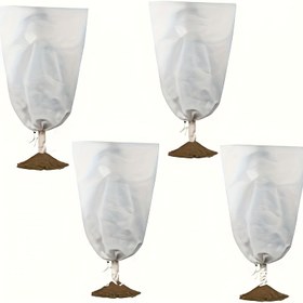 Resim 2 Adet Beyaz Kışlık Bitki Örtüleri Ayarlanabilir İpli Bağlama ile - 59.69x80.01 cm Nefes Alabilen Kumaş Soğuk Koruma Çantaları Don, Kuşlar ve Böcekler için - Bahçe & Çim Bakımı Temelleri 