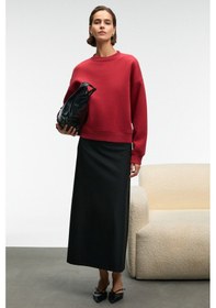 Resim Grimelange Serenya Kadın Pamuklu Etiket Detaylı Bisiklet Yaka Kırmızı Sweatshirt Kırmızı 
