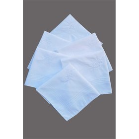 Resim Çiçek İşlemeli 6 lı Bayan Beyaz Mendili 28x28 cm %100 Pamuk Beyaz 