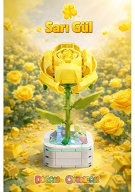 Resim Mikro Blok Sarı Gül Çiçek Lego - Lego Setleri Mini Lego - Çiçek Lego - Blossom Çiçek Lego 