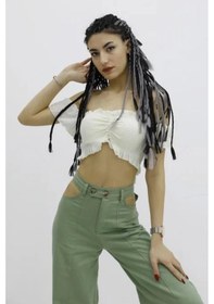 Resim Saklımoda Balon Kol Lastikli Büstiyer Ekru - P-019964 Çok Renkli 
