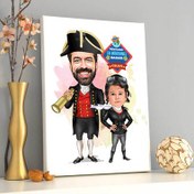 Resim Kaşif Baba ve Kızı Karikatürlü Kanvas Tablo 