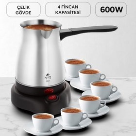 Resim King K451 Haz Türk Kahve Makinesi | 6 Fincan Kapasite, 600W Güç, Paslanmaz Çelik Gövde 